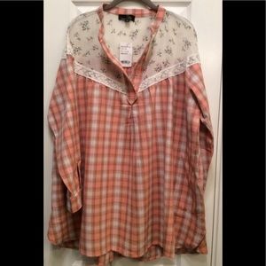 Final Price! Peach Plaid Spring Tunic! NWT
